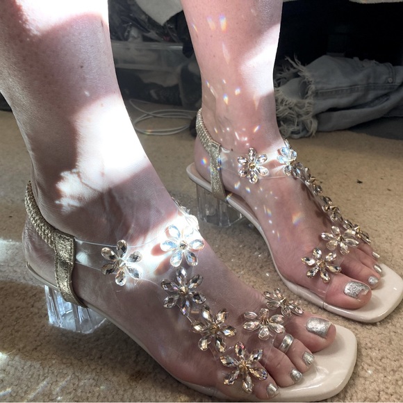 Rhinestone Slingback Sandals. - Picture 3 of 12